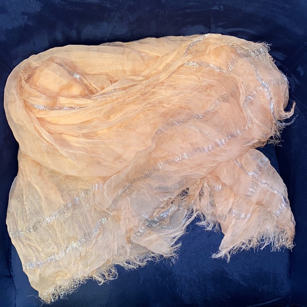 Pale pink or peach sheer scarf